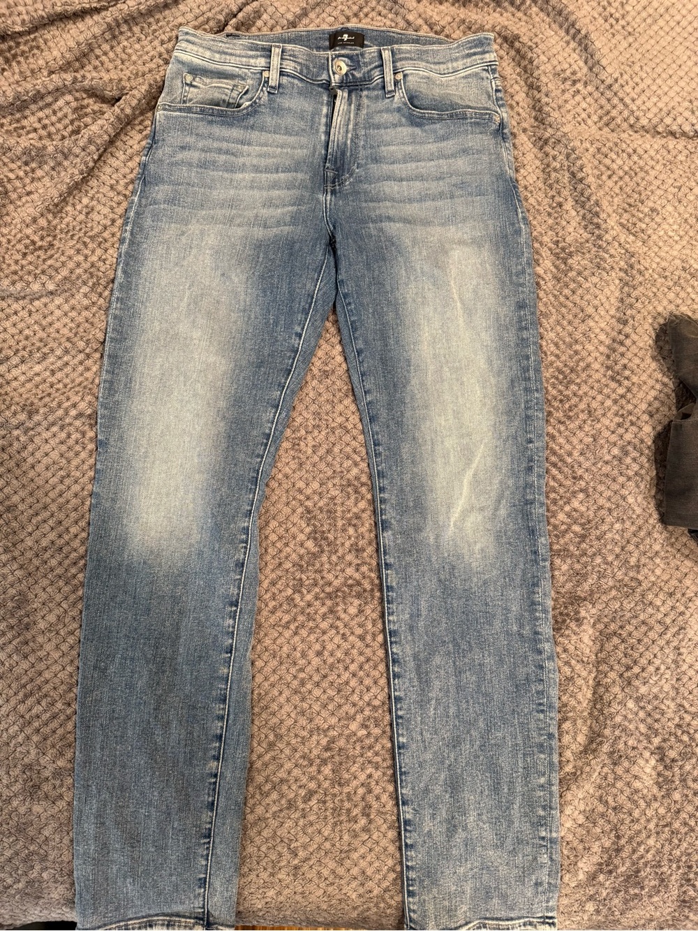 7 For All Mankind Slim Straight Jeans Men’s 34x34 Light Blue Wash Men’s Denim